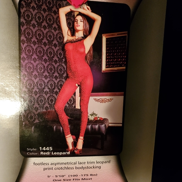Red Leopard Print Body Stocking - Picture 2 of 3